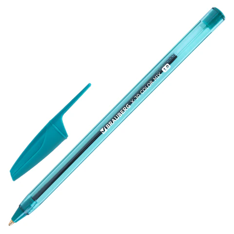 Ручка шариковая BRAUBERG X-30 COLOR MIX, СИНЯЯ, мягкое письмо, пишущий узел 1