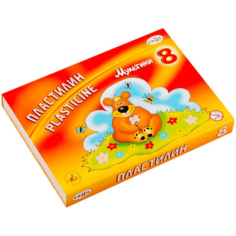 Пластилин Гамма "Мультики", 08 цветов, 160г, со стеком, картон Пластилин Гамма "Мультики", 08 цветов, 160г, со стеком, картон