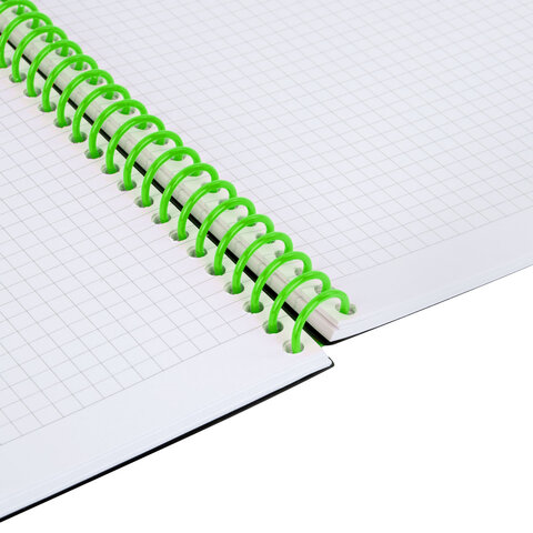 Тетрадь обложка пластик, А4 80 л., спираль пластик, резинка, клетка, BRAUBERG,