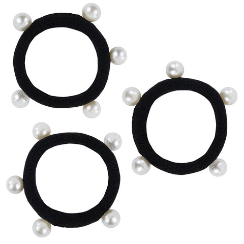 Резинки для волос НАБОР 3 шт., мягкие, средние, с бусинами, АССОРТИ, MONTE VITA