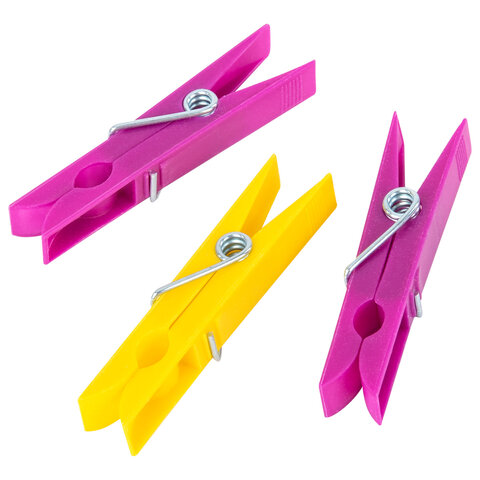 Прищепки бельевые 7 см, КОМПЛЕКТ 20 штук, пластик, ассорти, PRIMILA (ПРИМИЛА)