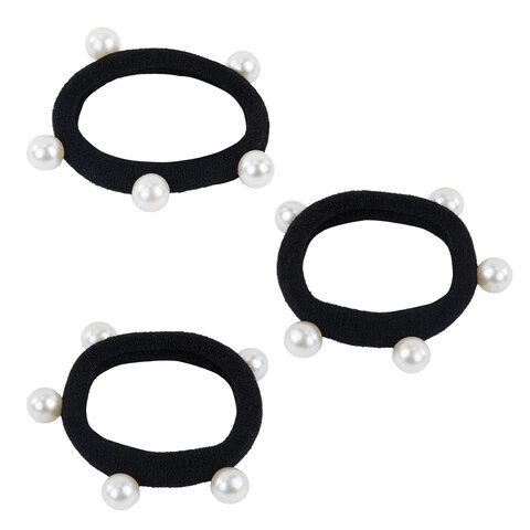 Резинки для волос НАБОР 3 шт., мягкие, средние, с бусинами, АССОРТИ, MONTE VITA