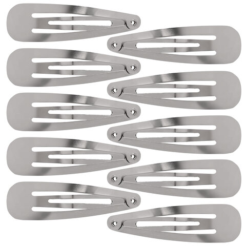 Заколки для волос НАБОР 10 шт., 5 см, клик-клак, глянцевый, серебристый, MONTE Заколки для волос НАБОР 10 шт., 5 см, клик-клак, глянцевый, серебристый, MONTE