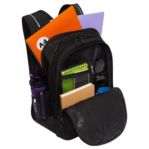 Рюкзак GRIZZLY школьный, анатомическая спинка, 3 отделения, для мальчиков,