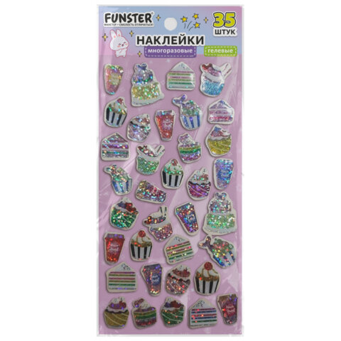 Наклейки гелевые "Любимые блестки", 17,5х9 см, ассорти 6 видов,