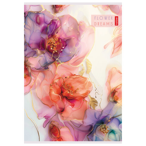 Тетрадь А4 80 л., HATBER скоба, клетка, Soft-touch ламинация, "Цветочные Тетрадь А4 80 л., HATBER скоба, клетка, Soft-touch ламинация, "Цветочные