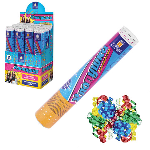 Хлопушка пневматическая 30 см "Серпантин" фольга, конфетти ассорти, Хлопушка пневматическая 30 см "Серпантин" фольга, конфетти ассорти,