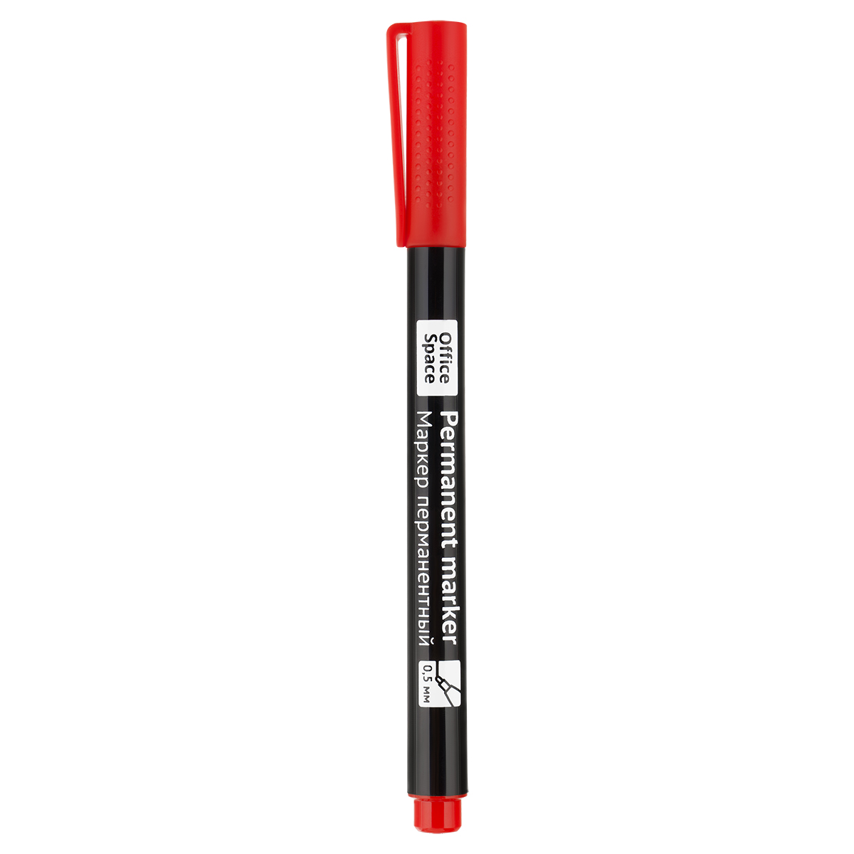 Маркер перманентный OfficeSpace красный, тонкий металл. наконечник, 0,5мм