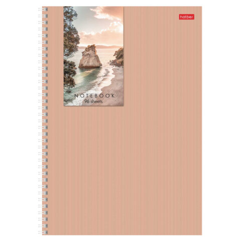 Тетрадь А4 96 л., HATBER, гребень, клетка, матовая ламинация, Тетрадь А4 96 л., HATBER, гребень, клетка, матовая ламинация,
