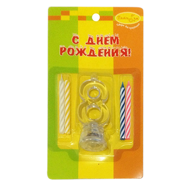 Набор свечей Цифра 8 с мигающим держателем 4 шт 7 см Набор свечей Цифра 8 с мигающим держателем 4 шт 7 см
