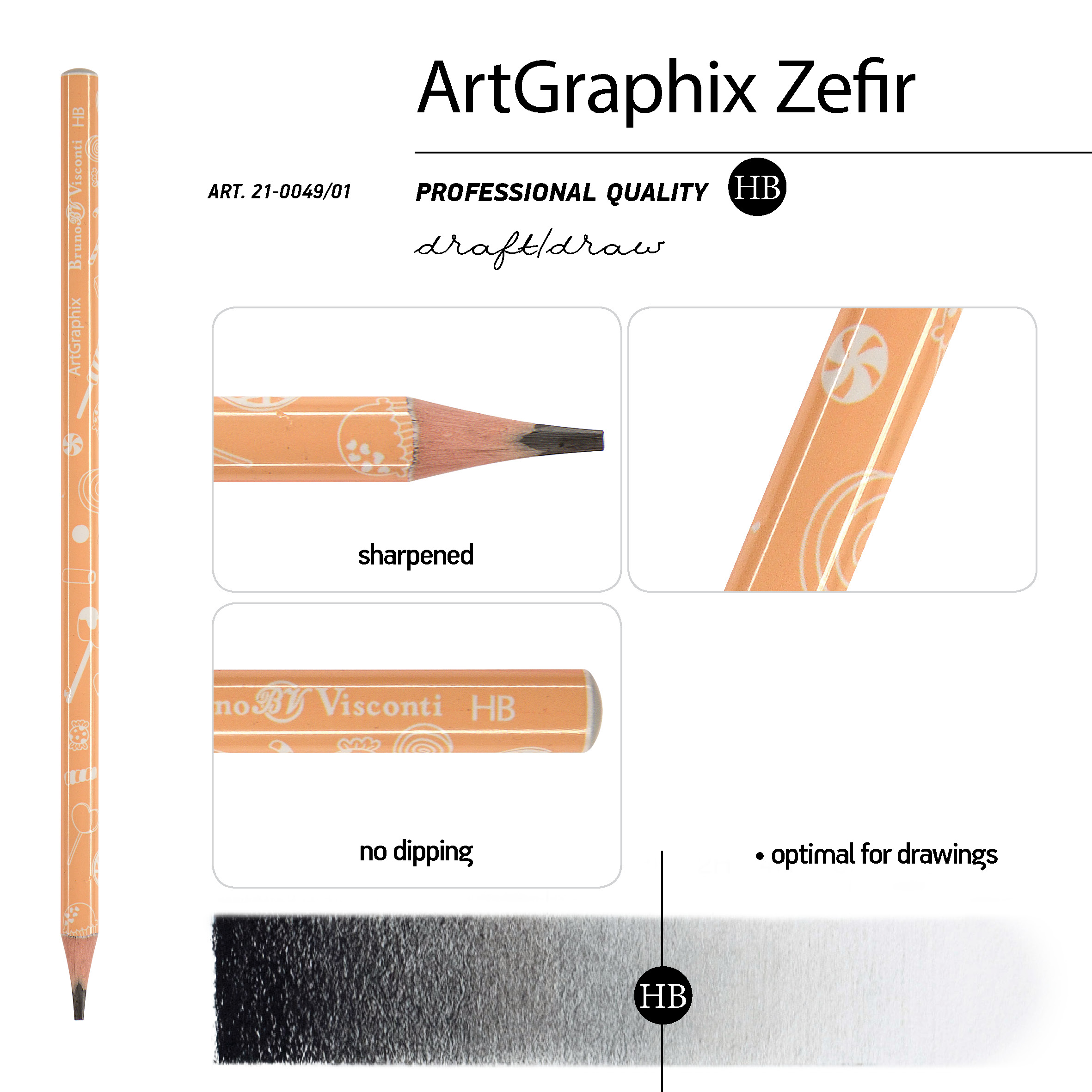 КАРАНДАШ ЧЕРНОГРАФИТОВЫЙ "ArtGraphix. Zefir. Сладости" НВ (пластиковый