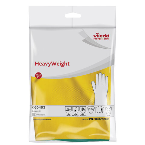 Перчатки хозяйственные латексные VILEDA с х/б напылением, особо прочные