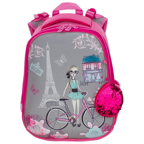 Ранец BRAUBERG PREMIUM, 2 отделения, с брелком, Paris cycling, 38х29х16 см, Ранец BRAUBERG PREMIUM, 2 отделения, с брелком, Paris cycling, 38х29х16 см,