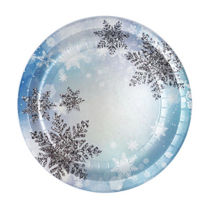 Тарелки бумажные Снежинки 23 см., 6 штук Тарелки бумажные Снежинки 23 см., 6 штук