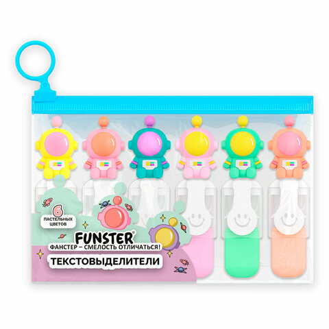 Набор текстовыделителей с топперами 6 ЦВЕТОВ ПАСТЕЛЬ, "КОСМО", линия Набор текстовыделителей с топперами 6 ЦВЕТОВ ПАСТЕЛЬ, "КОСМО", линия