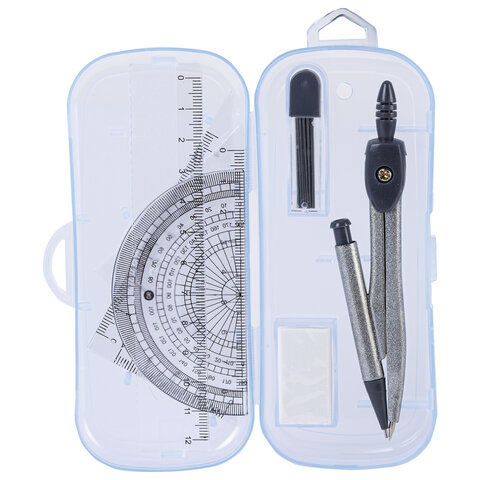 Готовальня ПИФАГОР 8 предметов: циркуль 120 мм, чертежные принадлежности, Готовальня ПИФАГОР 8 предметов: циркуль 120 мм, чертежные принадлежности,