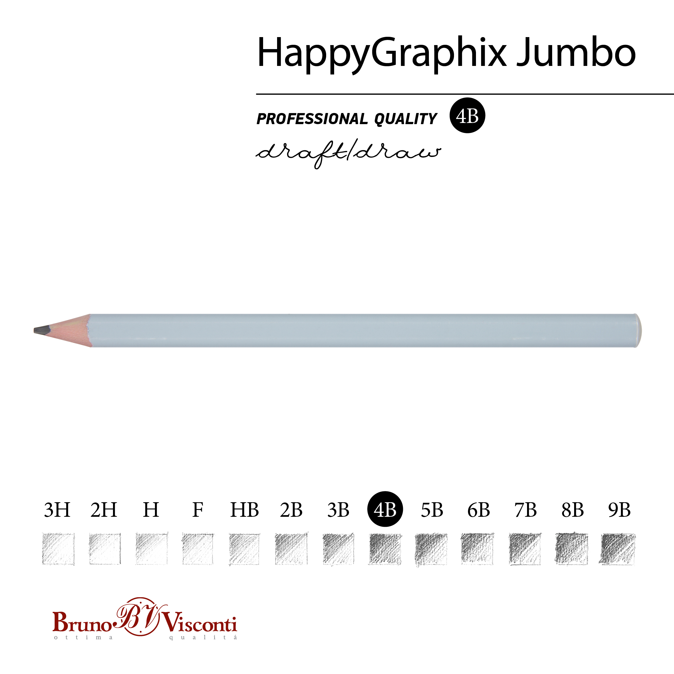 КАРАНДАШ ЧЕРНОГРАФИТОВЫЙ "GraphixZefir Jumbo. Зефирный голубой" 4В,