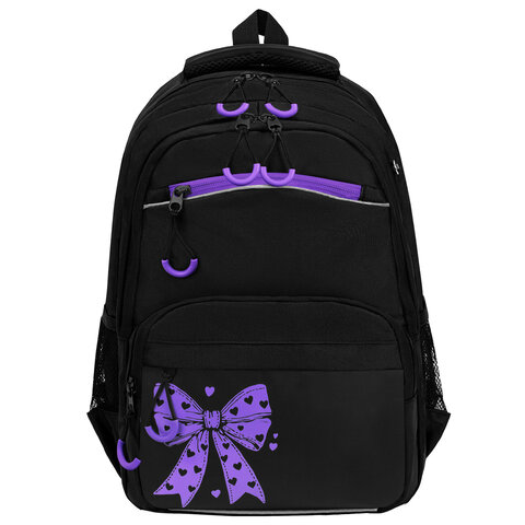 Рюкзак BRAUBERG FORCE, 2 отделения, 5 карманов, "Purple bow", 39х28х17