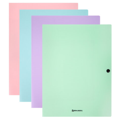 Папка на кнопке пластиковая BRAUBERG "PASTEL", А4, 3 клапана, 600 мкм, Папка на кнопке пластиковая BRAUBERG "PASTEL", А4, 3 клапана, 600 мкм,
