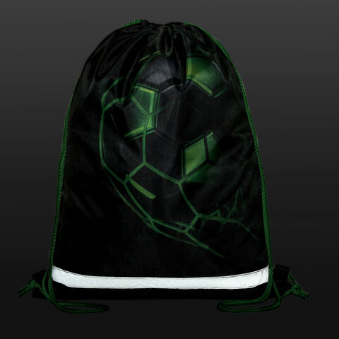 Мешок для обуви BRAUBERG KIDS, с петлей, светоотражающая полоса, 46х36 см, Green