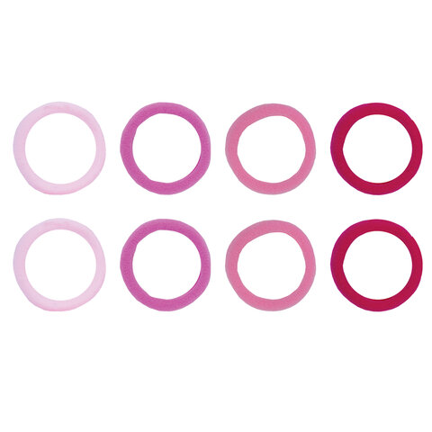 Резинки для волос НАБОР 8 шт., мягкие, средние, оттенки розового, MONTE VITA