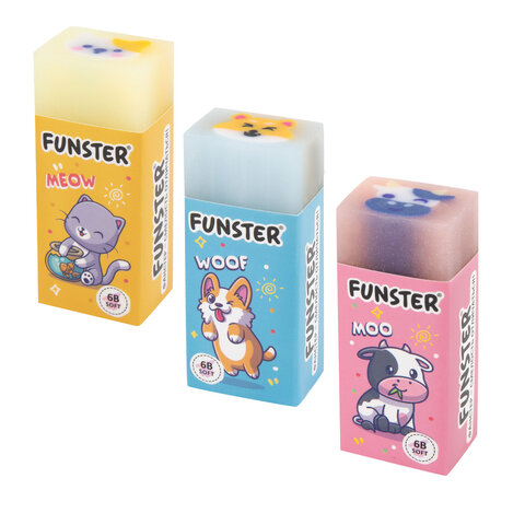 Ластик FUNSTER (ФАНСТЕР) "PETS", 50х21х16 мм, прямоугольный, картонный