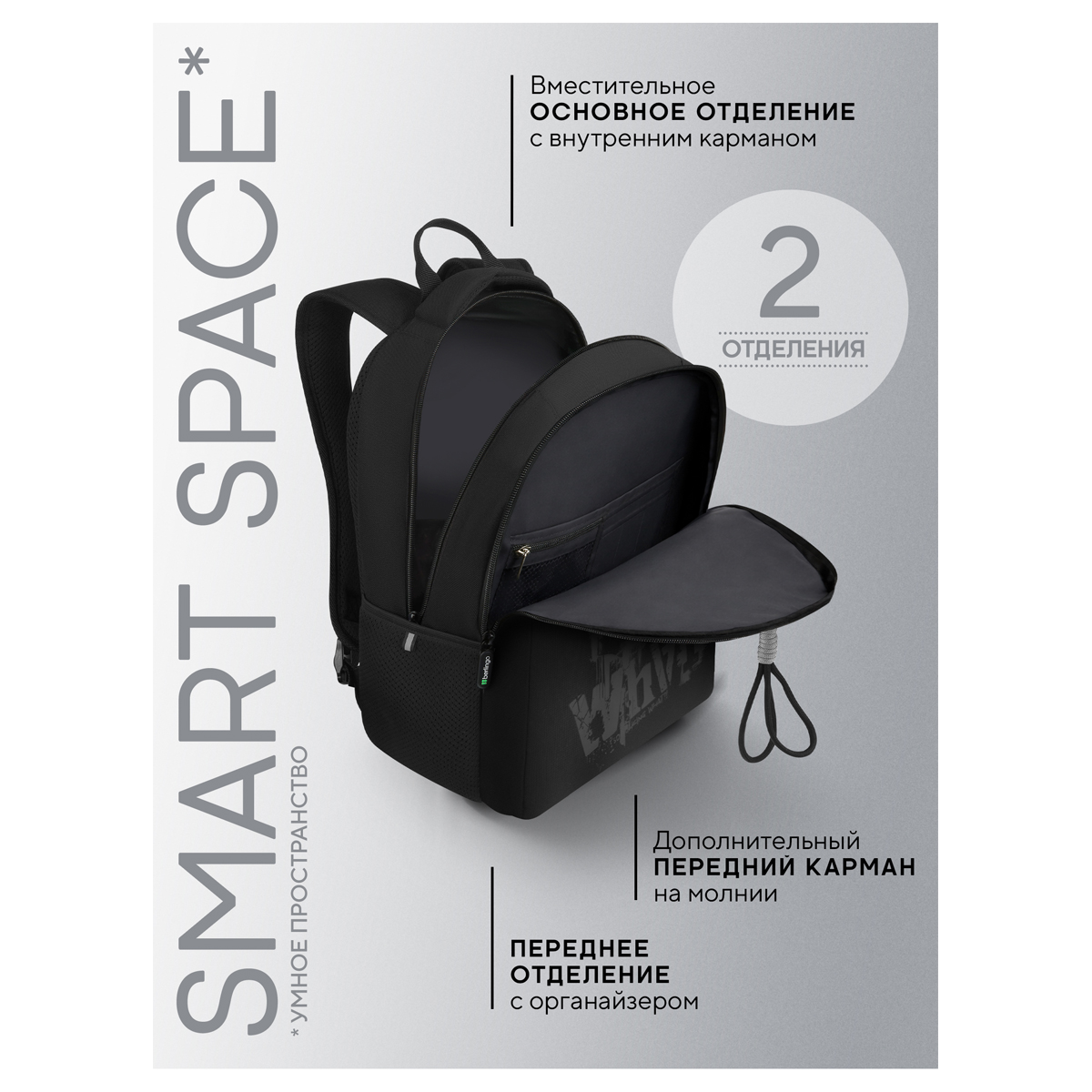 Рюкзак Berlingo ErgoStyle "So what?" 39,5*28*15см, 2 отделения, 3