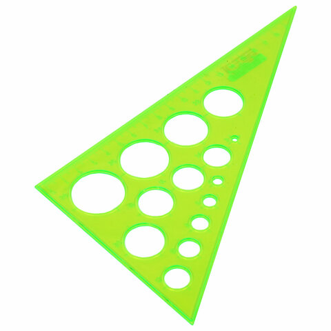 Треугольник пластиковый, угол 30, 19 см, BRAUBERG, с окружностями, прозрачный,