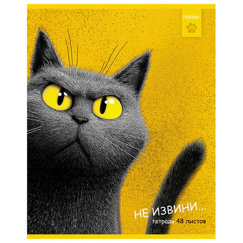 Тетрадь А5, 48 л., HATBER, скоба, клетка, рельефный картон, "Пушистый