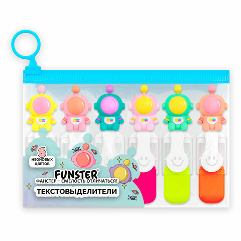 Набор текстовыделителей с топперами 6 ЦВЕТОВ НЕОН, "КОСМО", линия 1-4 Набор текстовыделителей с топперами 6 ЦВЕТОВ НЕОН, "КОСМО", линия 1-4