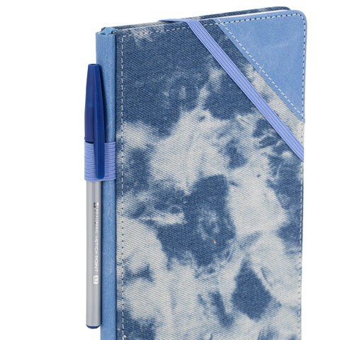 Блокнот А5 135x210 мм BRAUBERG "Denim", ткань/экокожа, резинка,
