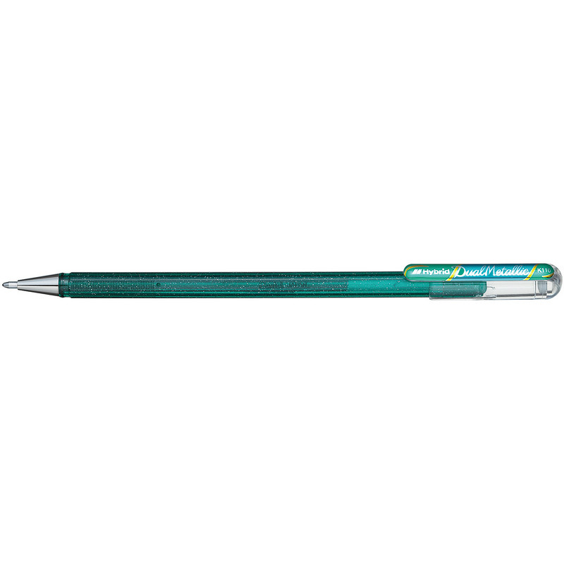 Ручка гелевая Pentel Hibrid Dual Metallic 0,55мм хамелеон зеленый+синий Ручка гелевая Pentel Hibrid Dual Metallic 0,55мм хамелеон зеленый+синий