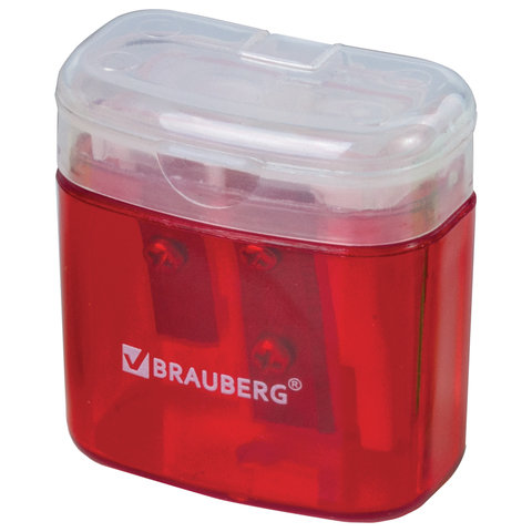Точилка BRAUBERG "Chief" с контейнером, пластиковая, прямоугольная, 2