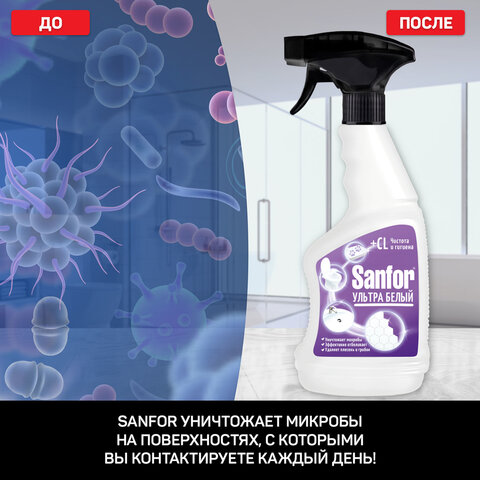 Чистящее средство для удаления черной плесени 500 мл, SANFOR "Ультра Чистящее средство для удаления черной плесени 500 мл, SANFOR "Ультра