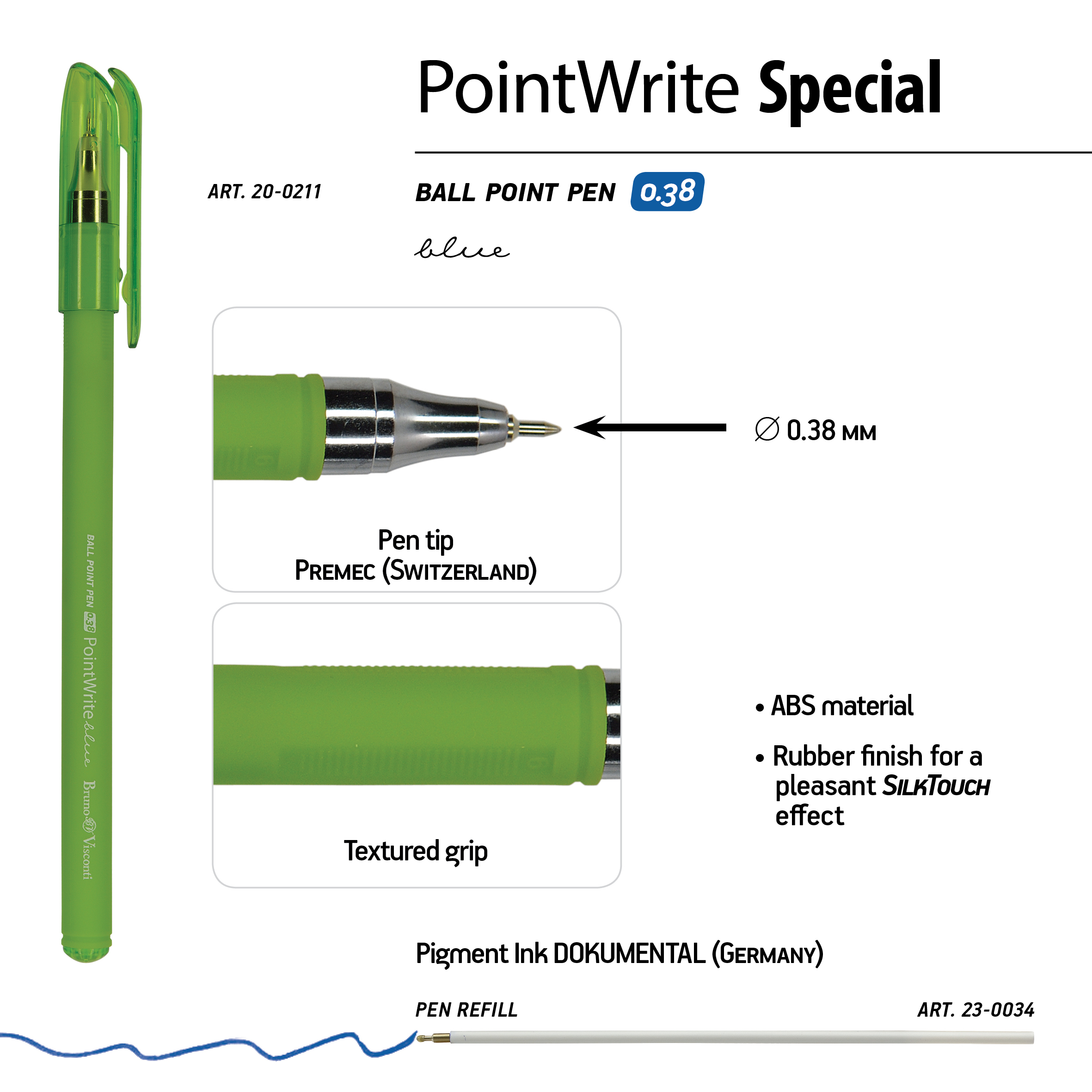 РУЧКА "PointWrite Special" ШАРИКОВАЯ 0.38 ММ, СИНЯЯ (4 цвета корпуса)