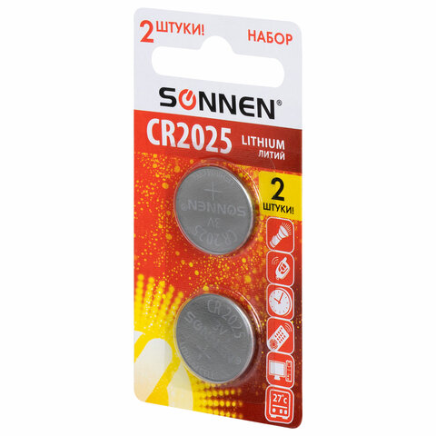 Батарейки литиевые SONNEN Lithium CR2025, "таблетки, дисковые, Батарейки литиевые SONNEN Lithium CR2025, "таблетки, дисковые,