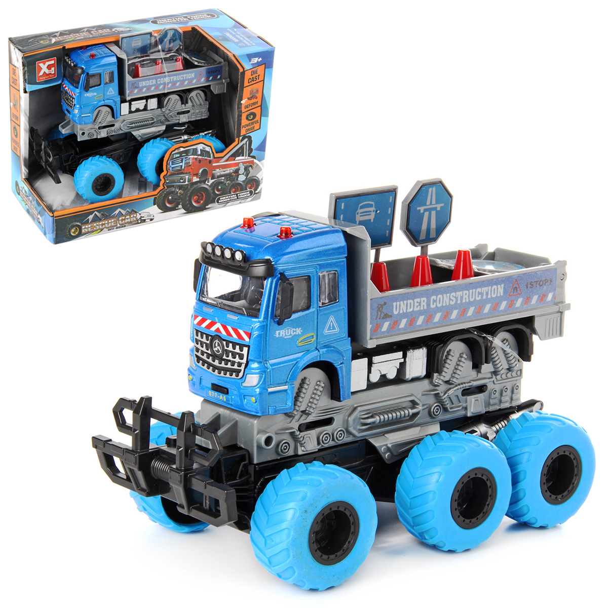 Машина металлическая MONSTER RESCUE TRUCK: 6 колес, меняет форму, инерция  купить оптом, цена от 730.65 руб. 4680448303398