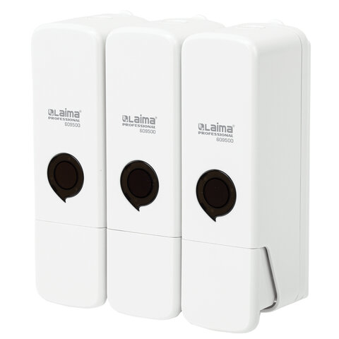 Дозатор тройной 3 х 0,3 л для жидкого мыла/шампуня/геля LAIMA PREMIUM, НАЛИВНОЙ,