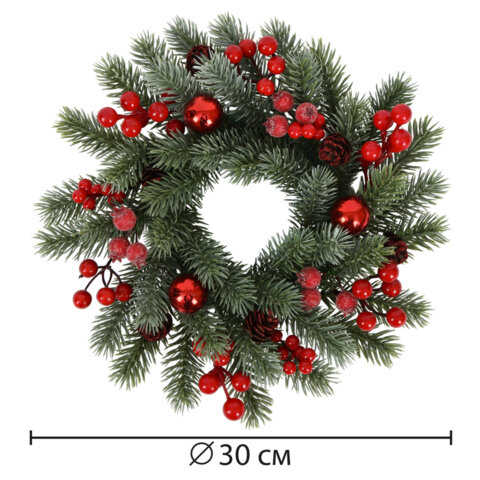 Венок новогодний заснеженный, диаметр 30 см "Зимняя сказка", с