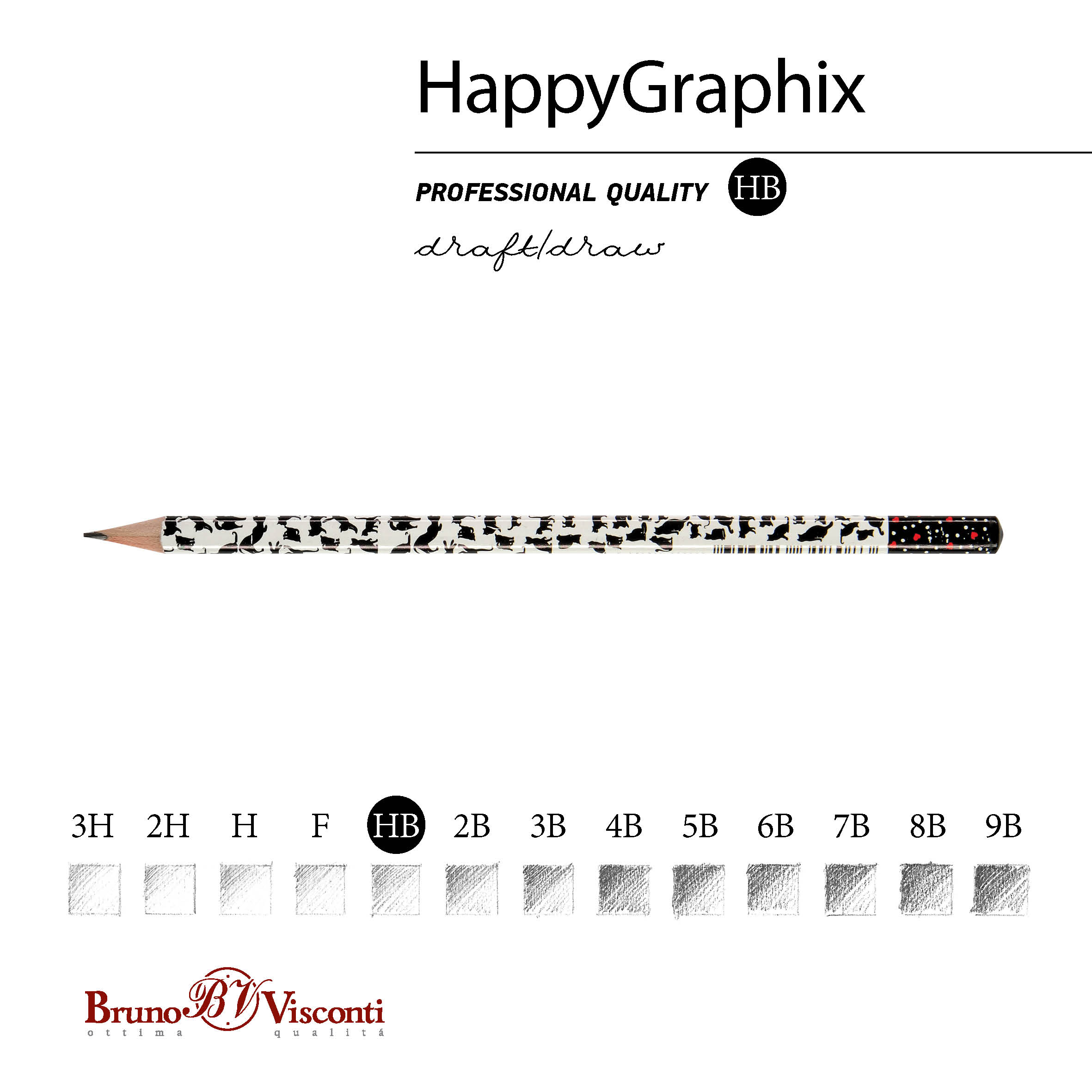 КАРАНДАШ ЧЕРНОГРАФИТОВЫЙ "HappyGraphix" КОШКИ-СЕРДЕЧКИ НВ