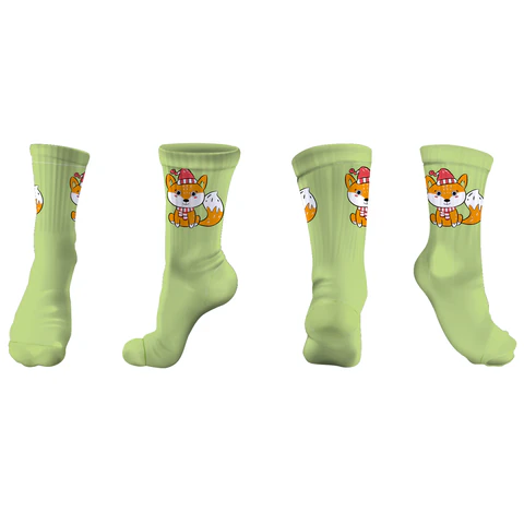 Носки новогодние женские с цветным принтом в виде лисенка, размер 36-41, ЗОЛОТАЯ