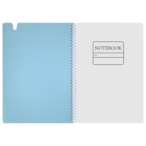 Тетрадь обложка пластик, А4 80 л., гребень мягкий, вырубка для ручки, клетка,