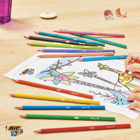 Карандаши цветные BIC "Tropicolors", 12 цветов, пластиковые,