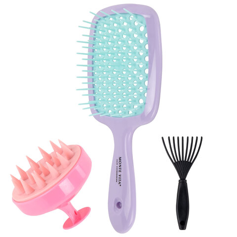 Расческа для волос массажная 20х8,5 см, массажер и щетка для чистки В ПОДАРОК,
