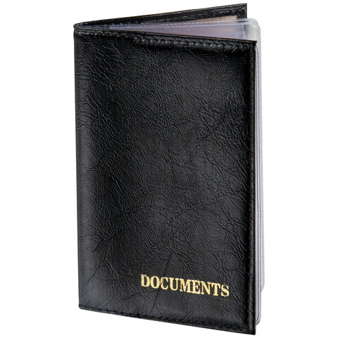 Обложка для автодокументов STAFF, экокожа, "DOCUMENTS", черная, 237181