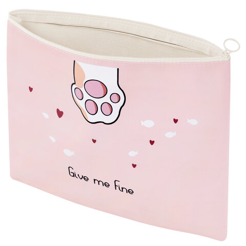 Папка для тетрадей ПИФАГОР А4, 1 отделение, ПВХ, на молнии, ассорти,