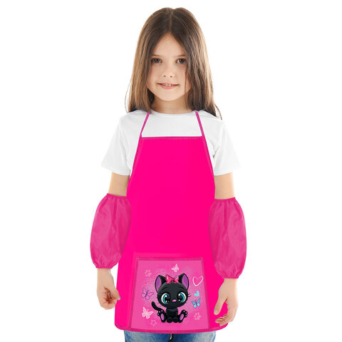 Фартук с нарукавниками для уроков труда ПИФАГОР, 1 карман, 46x54 см, "Black