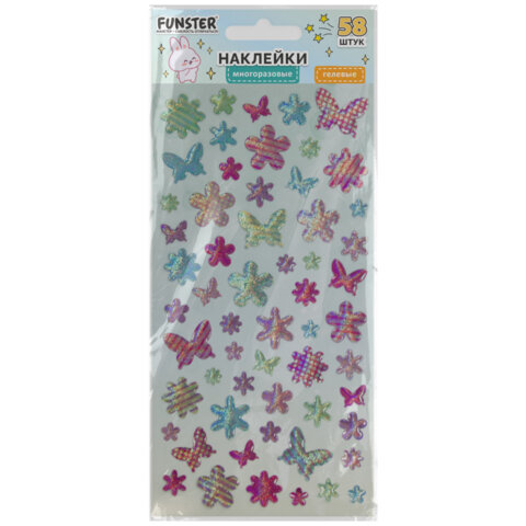 Наклейки гелевые "Яркое ассорти", 17,5х9 см, ассорти 8 видов, FUNSTER