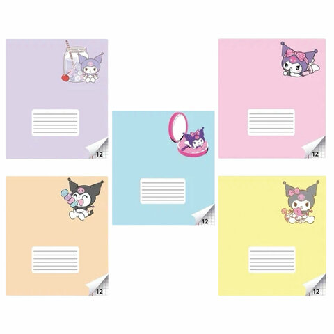 Тетрадь 12 л. CENTRUM клетка, обложка картон, "Kuromi" (микс в Тетрадь 12 л. CENTRUM клетка, обложка картон, "Kuromi" (микс в