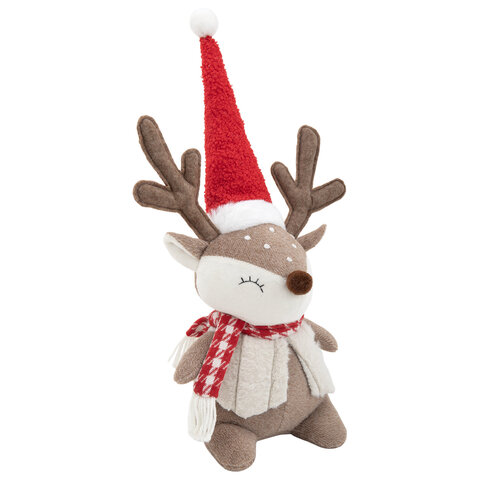 Украшение новогоднее интерьерное 40 см "Забавный оленёнок", полиэстер, Украшение новогоднее интерьерное 40 см "Забавный оленёнок", полиэстер,